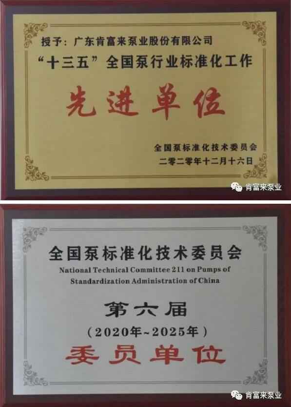 九游·官方端网站-Jiuyou 9(中国)荣获“十三五”全国泵行业标准化工作先进单位称号